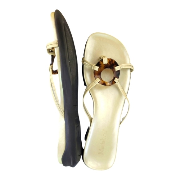 MADELINE Rubber Sole Thong Slide Strappy Tortoise sandal  9 - Picture 3 of 9